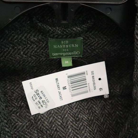 Sid Mashburn Men's Sz M Gray/Black Wool Tweed Herringbone Military Jacket $595 - Picture 8 of 8